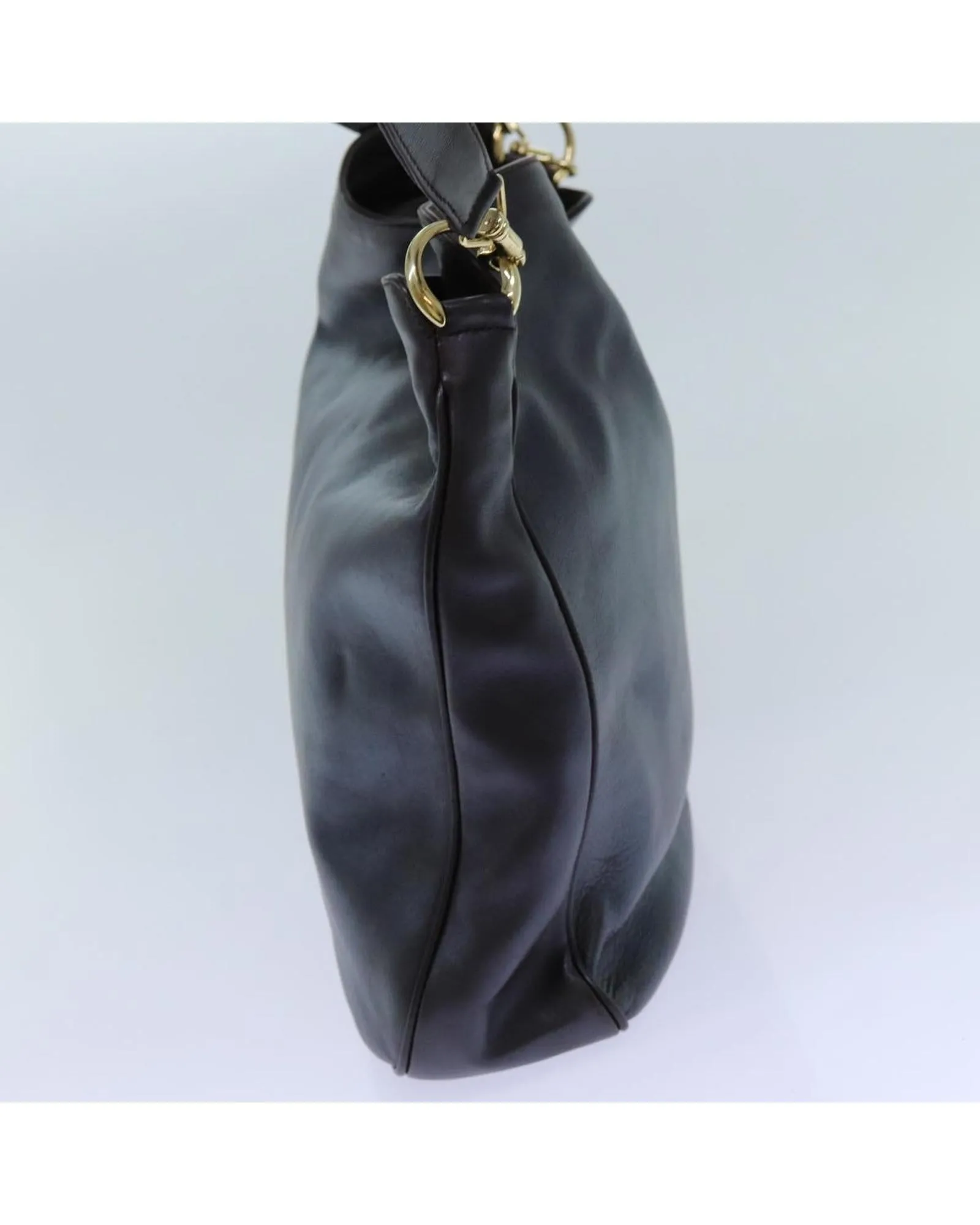 Brown Leather Shoulder Bag with Bamboo Accents