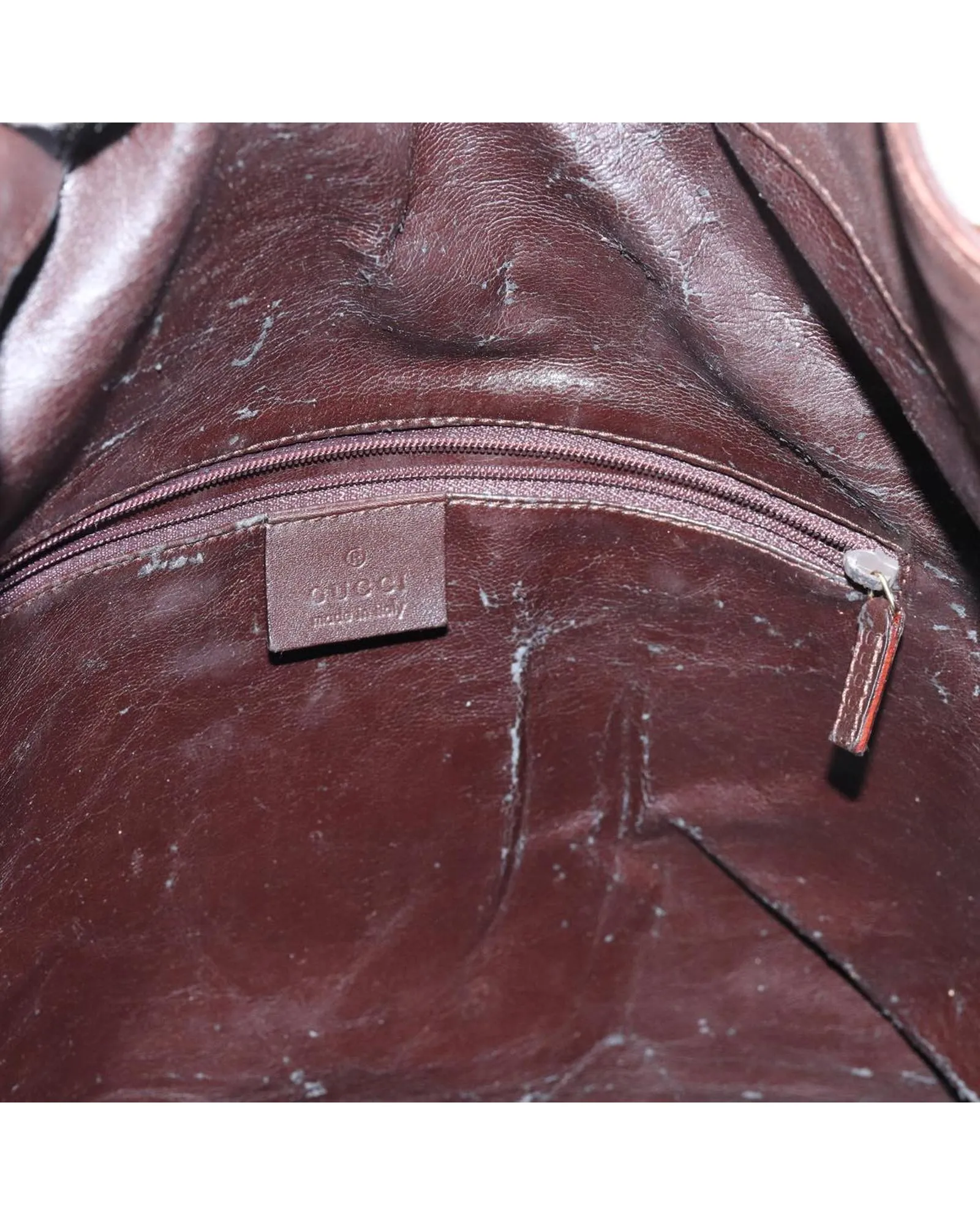 Brown Leather Shoulder Bag with Bamboo Accents