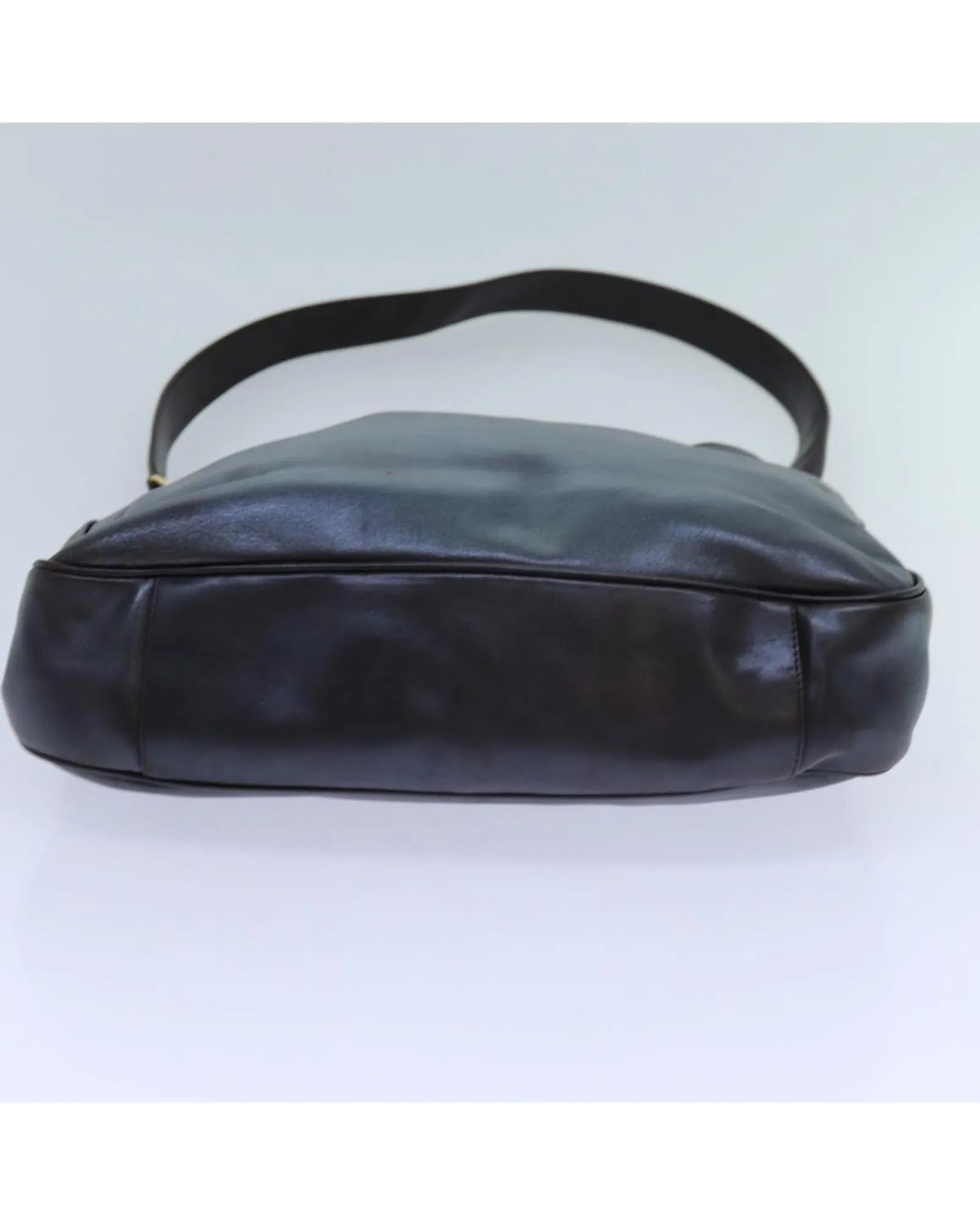 Brown Leather Shoulder Bag with Bamboo Accents