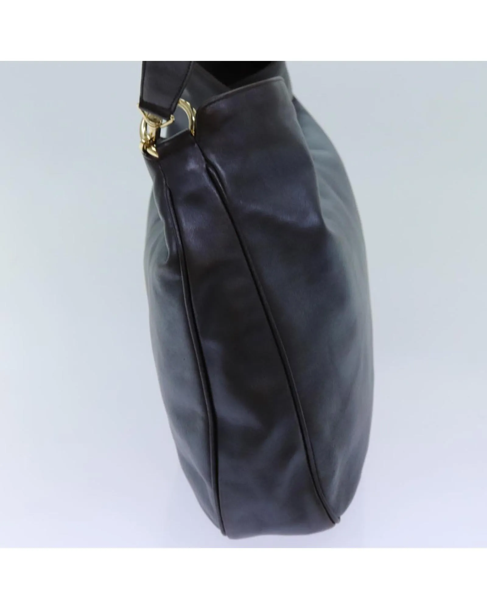 Brown Leather Shoulder Bag with Bamboo Accents