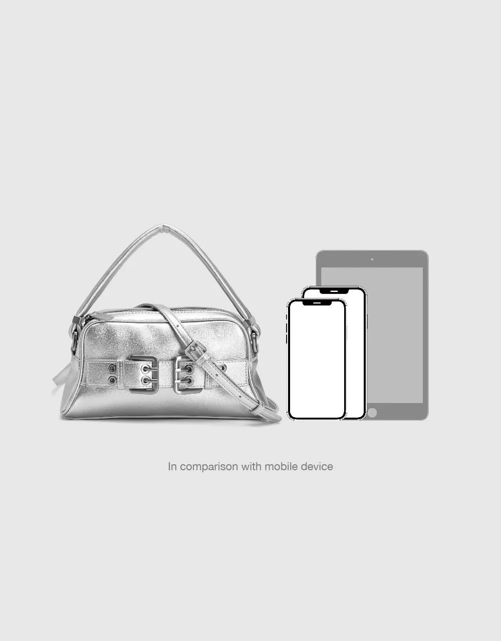 Buckle Décor Vegan Leather Shoulder Bag