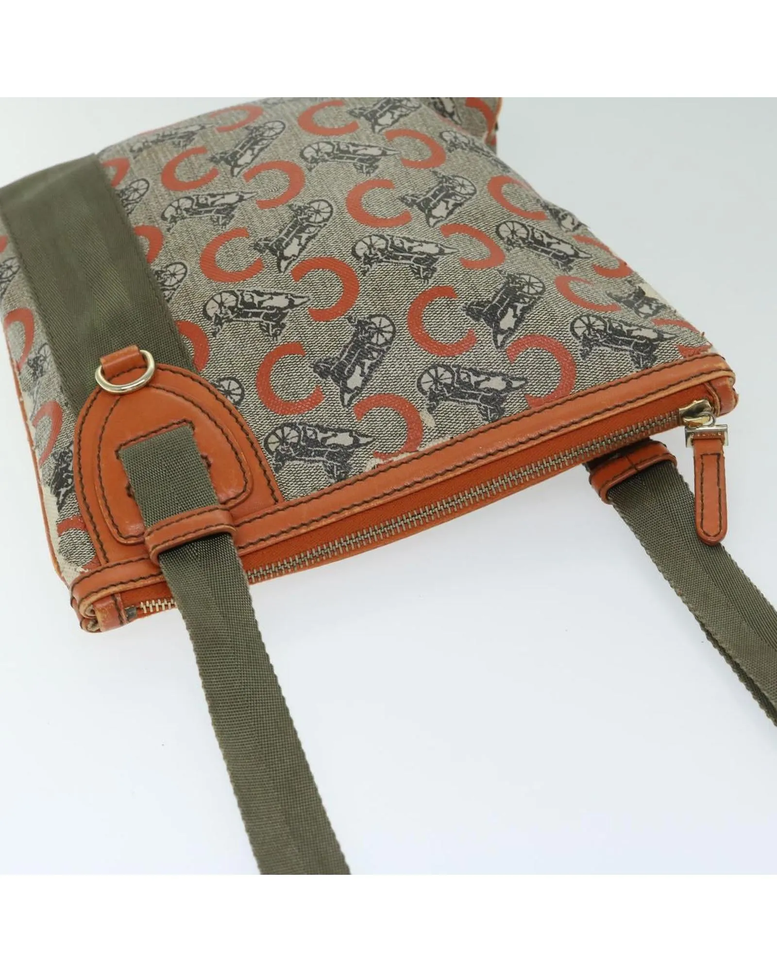 Canvas Shoulder Bag with Adjustable Strap and Multiple Compartments - Beige