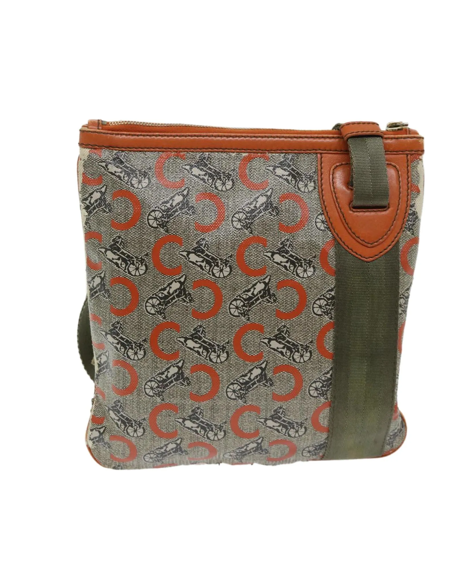 Canvas Shoulder Bag with Adjustable Strap and Multiple Compartments - Beige