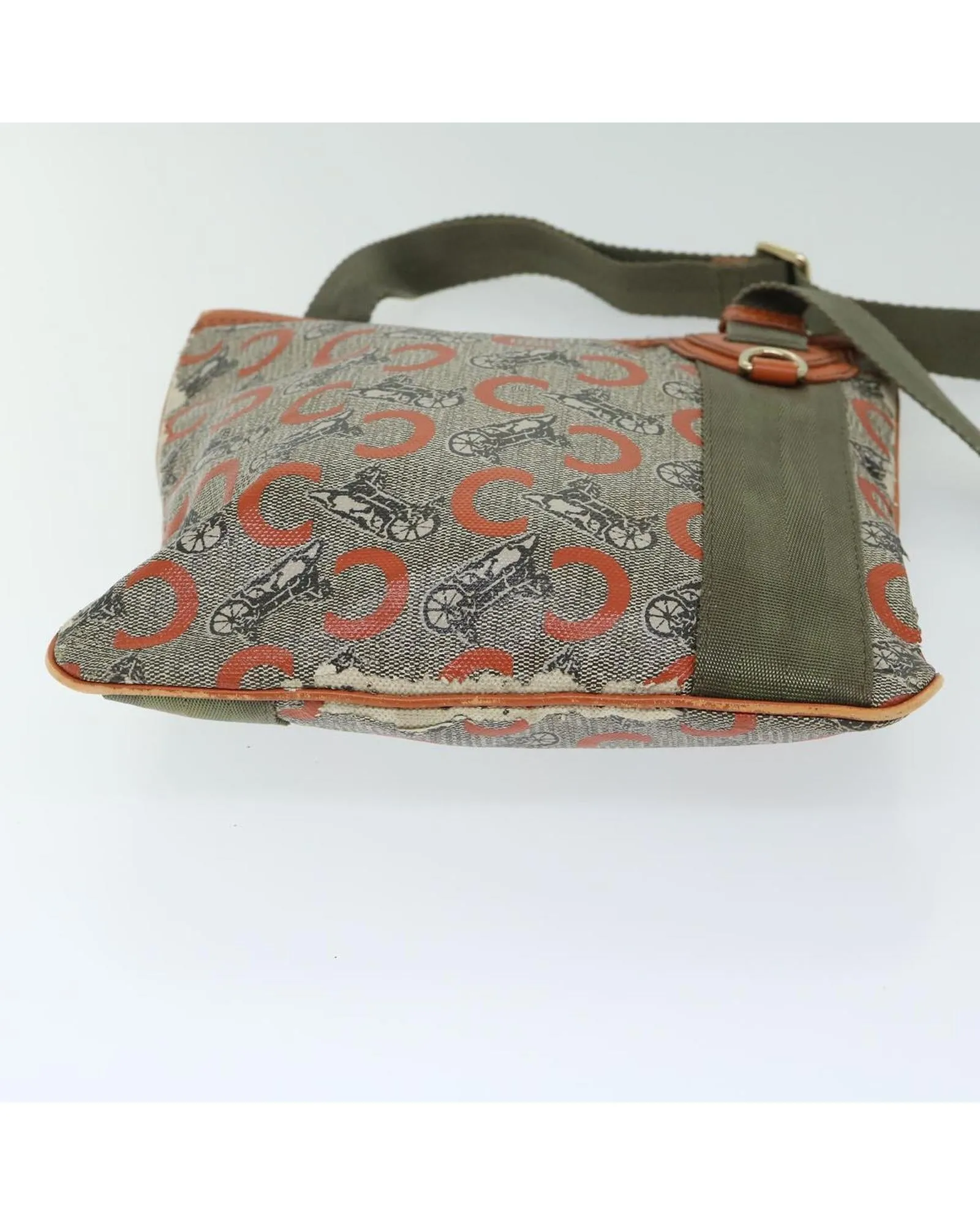 Canvas Shoulder Bag with Adjustable Strap and Multiple Compartments - Beige