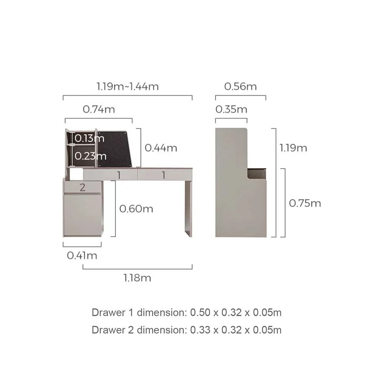Cappuccino Taupe Study Desk