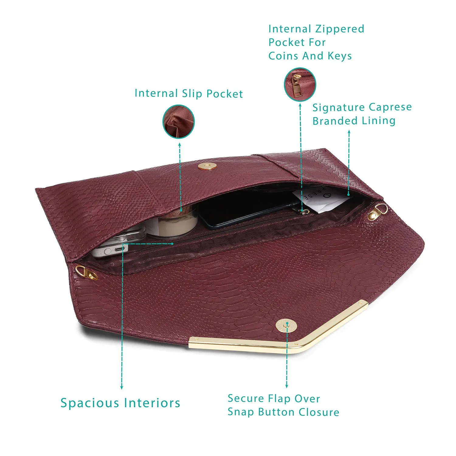 Caprese Dana Clutch Medium Crimson Red