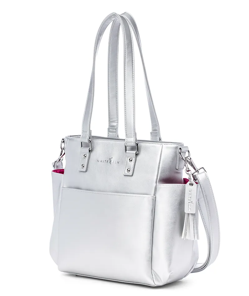 Silver Metallic Carina Tote Bag - Outlet Final Sale