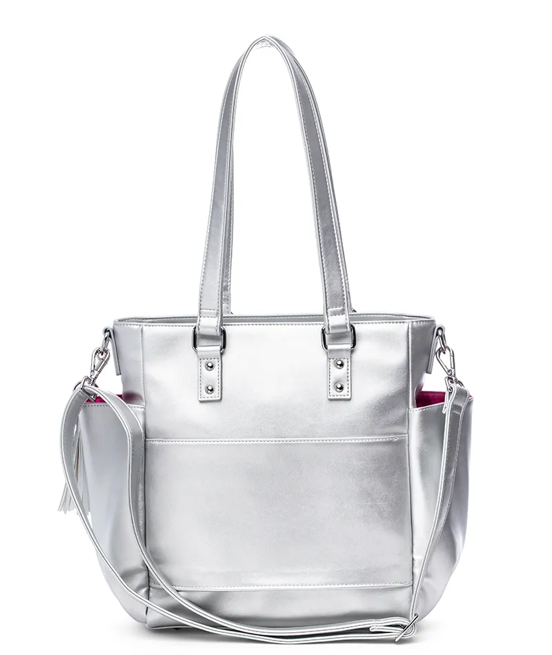 Silver Metallic Carina Tote Bag - Outlet Final Sale