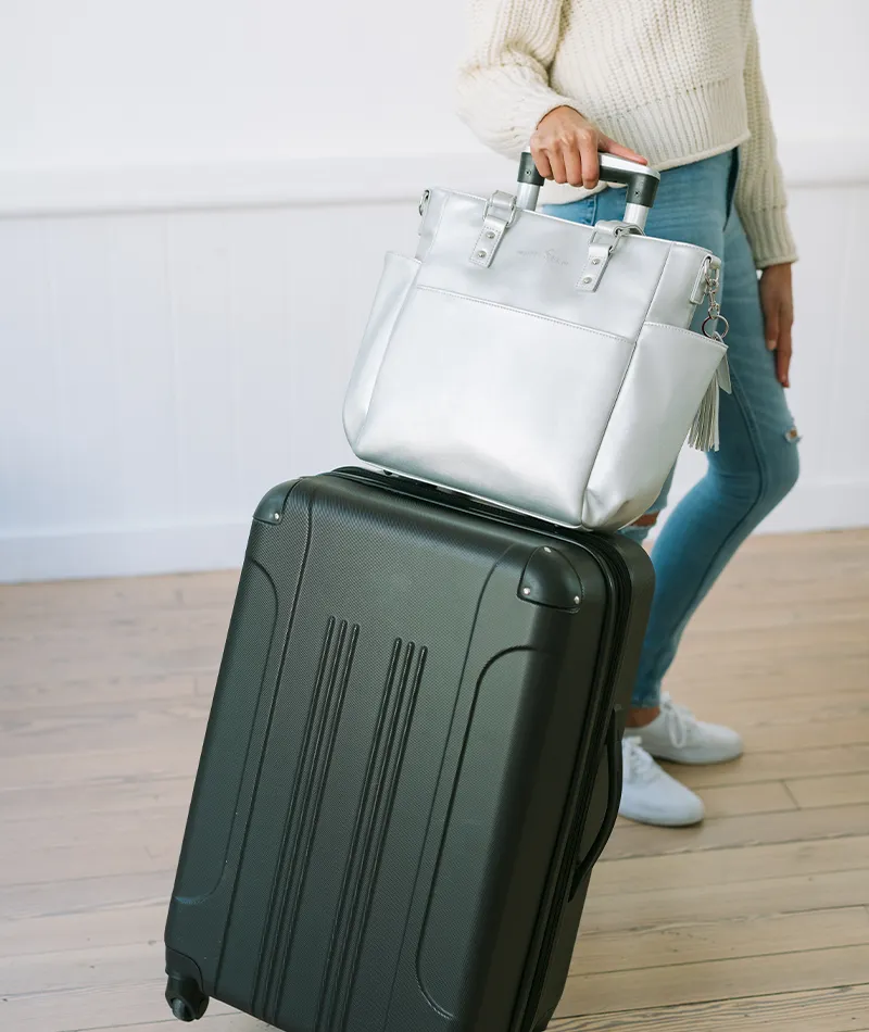 Silver Metallic Carina Tote Bag - Outlet Final Sale