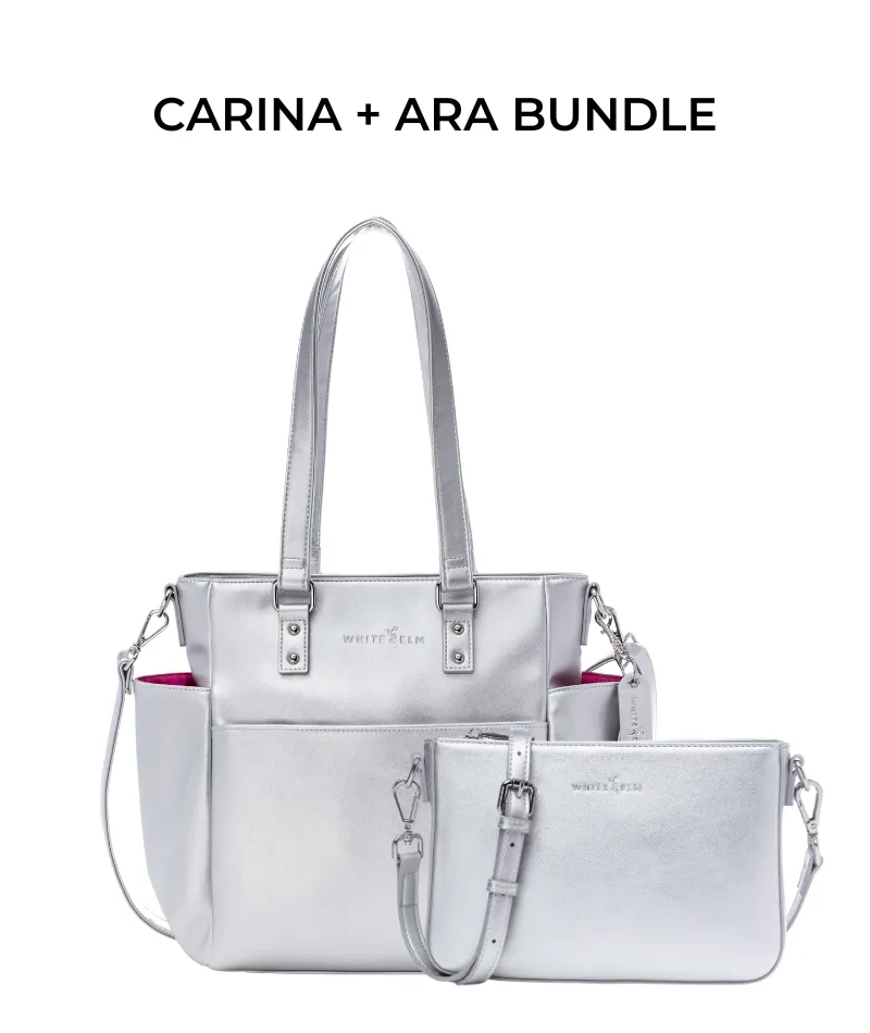 Silver Metallic Carina Tote Bag - Outlet Final Sale