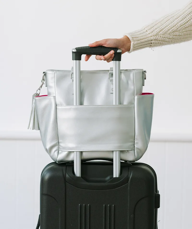Silver Metallic Carina Tote Bag - Outlet Final Sale