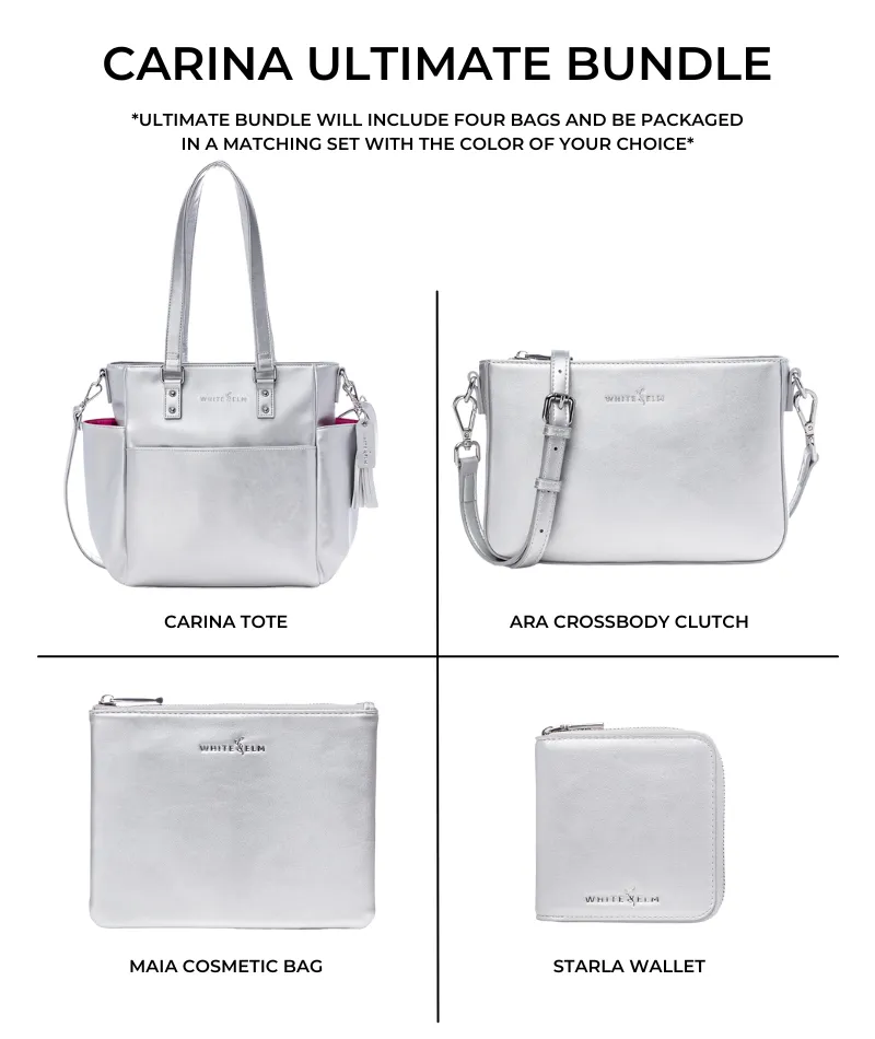 Silver Metallic Carina Tote Bag - Outlet Final Sale