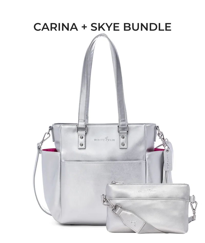 Silver Metallic Carina Tote Bag - Outlet Final Sale