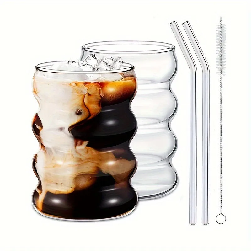 Catthemed Drinking Glasses with Straws 300ml  Perfect Gift