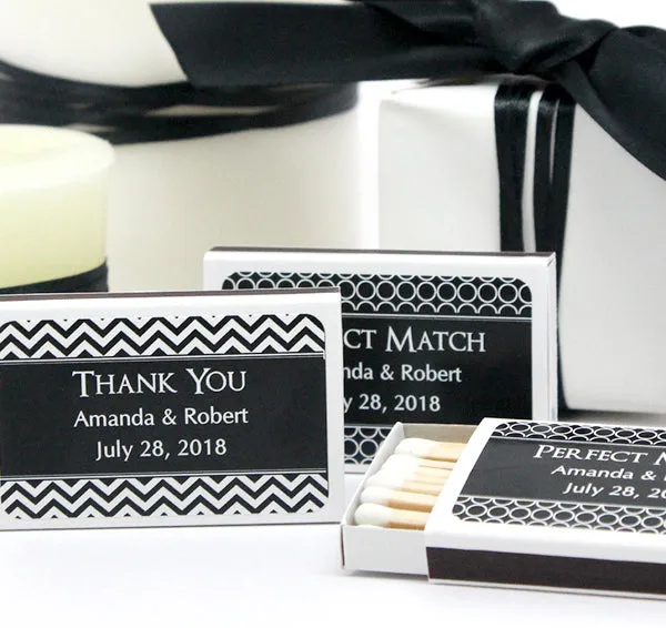 Custom Silhouette White Matchbox Favors