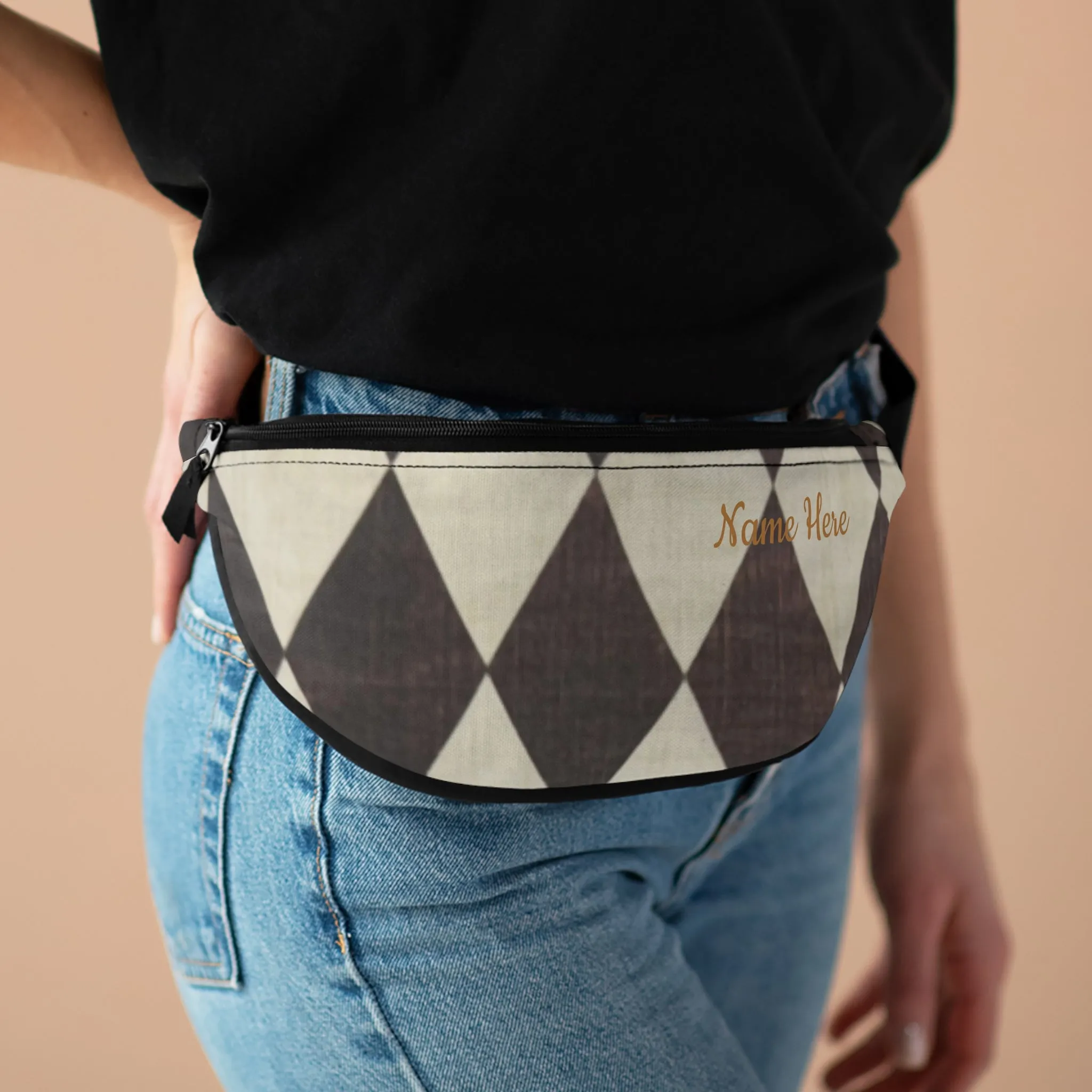 Customizable Diamond Print Belt Bag