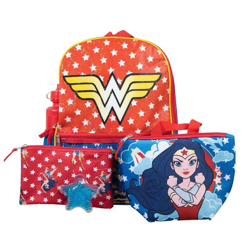 DC Comics: Wonder Woman - Back to School Set - Bioworld - Backpack, Lunchbox, Water Bottle, Zip Case, Ice Pack