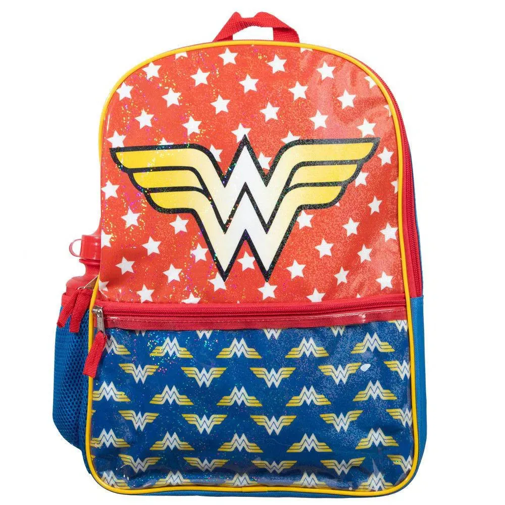 DC Comics: Wonder Woman - Back to School Set - Bioworld - Backpack, Lunchbox, Water Bottle, Zip Case, Ice Pack