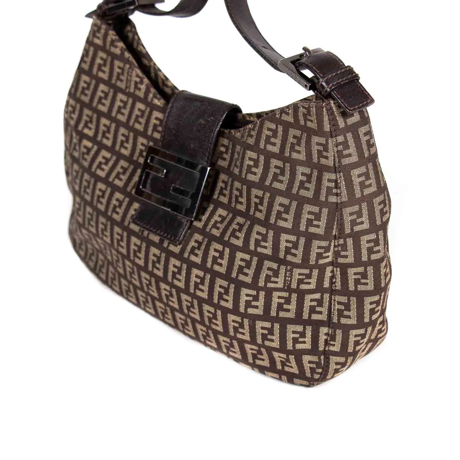 Fendi Leather Trimmed Zucca Baguette