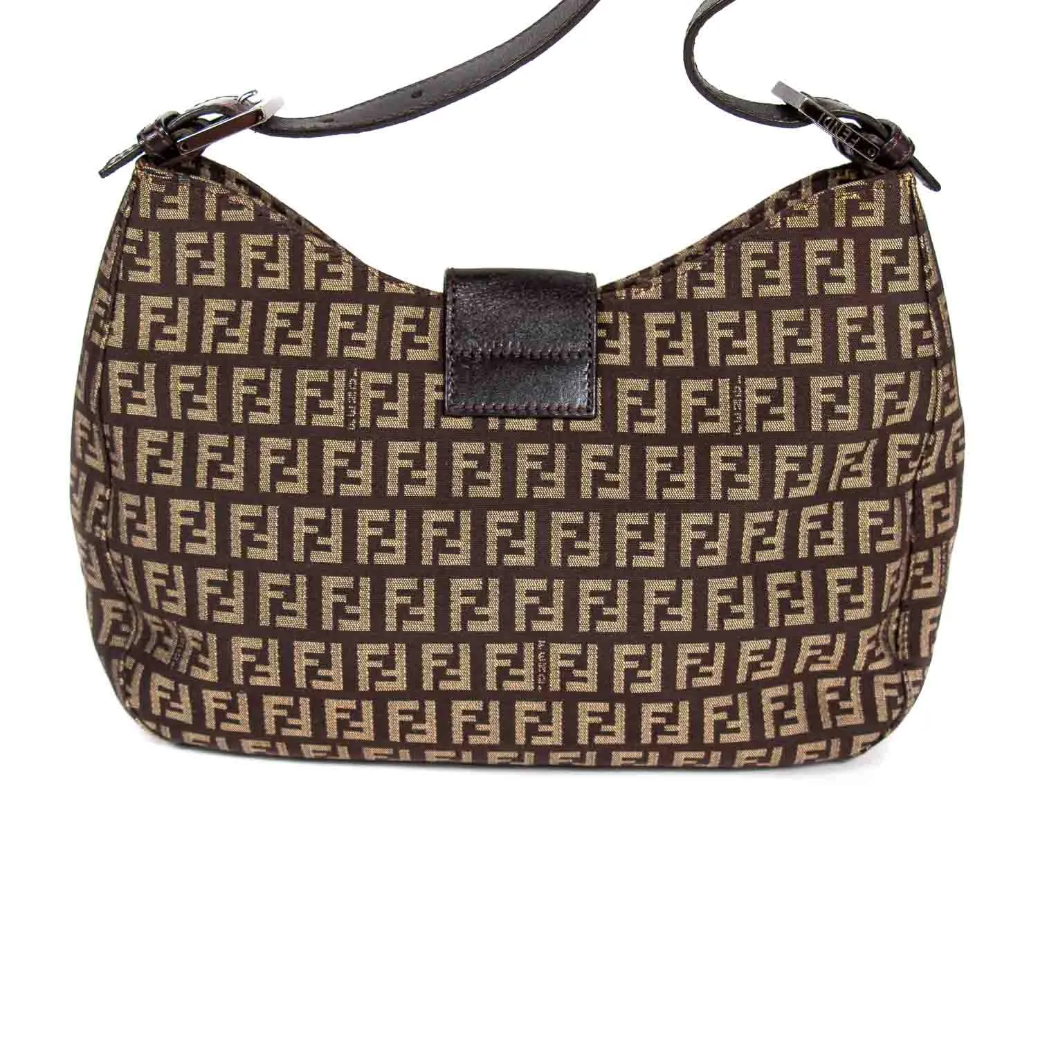 Fendi Leather Trimmed Zucca Baguette