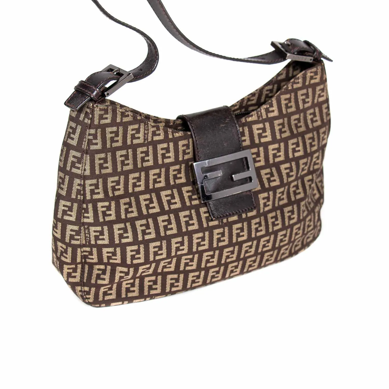 Fendi Leather Trimmed Zucca Baguette