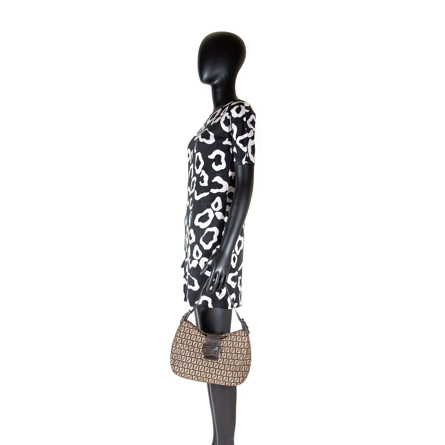 Fendi Leather Trimmed Zucca Baguette