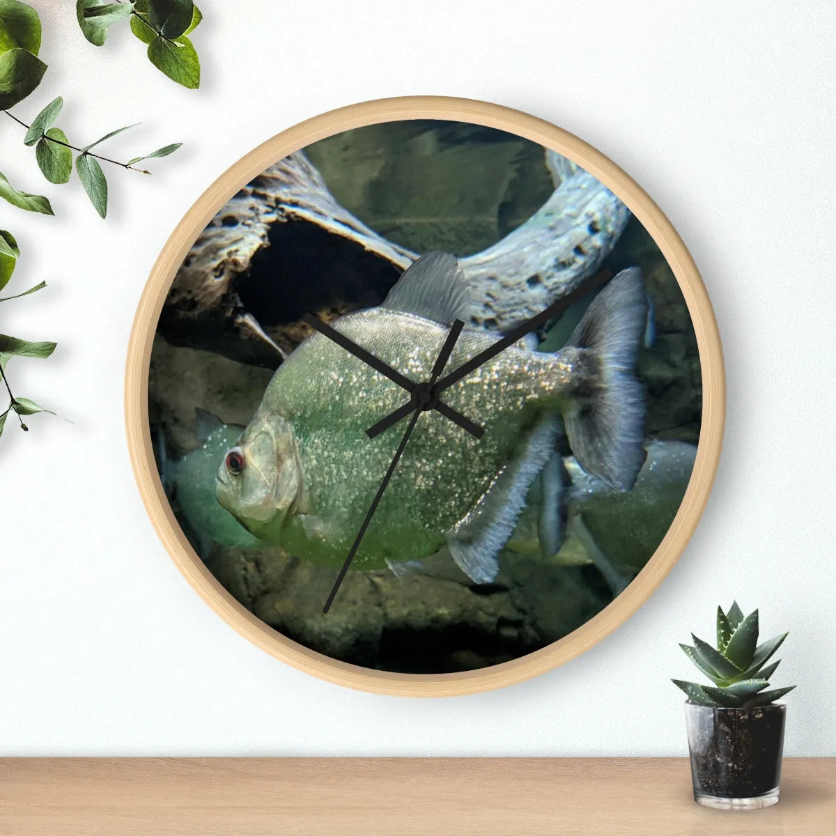 Glitter Green Fish Wall clock