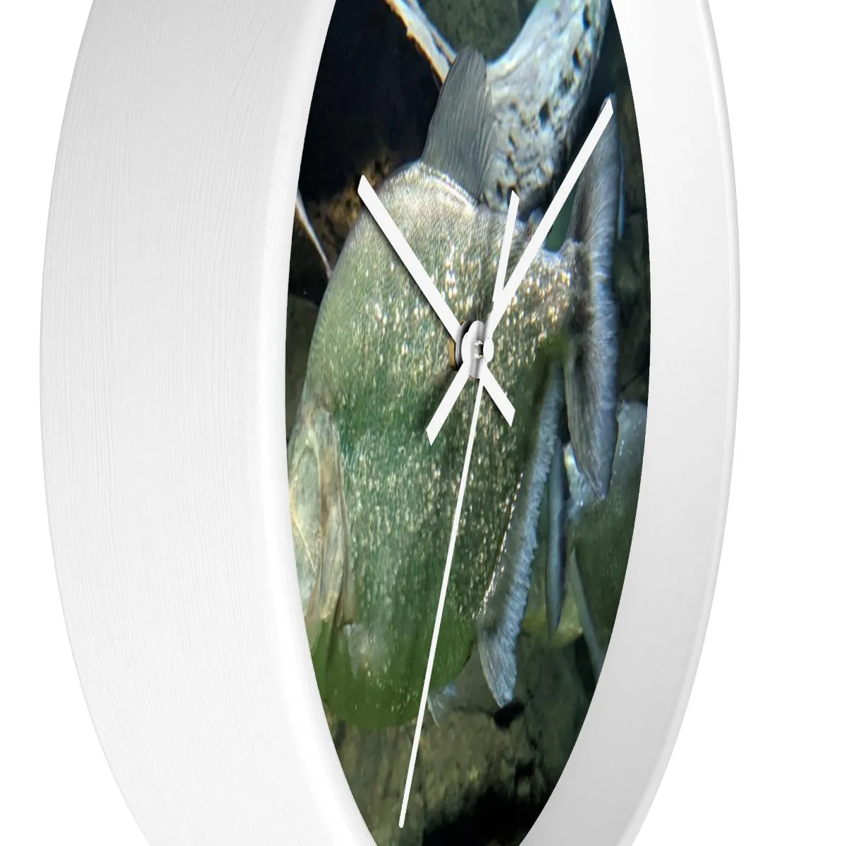 Glitter Green Fish Wall clock