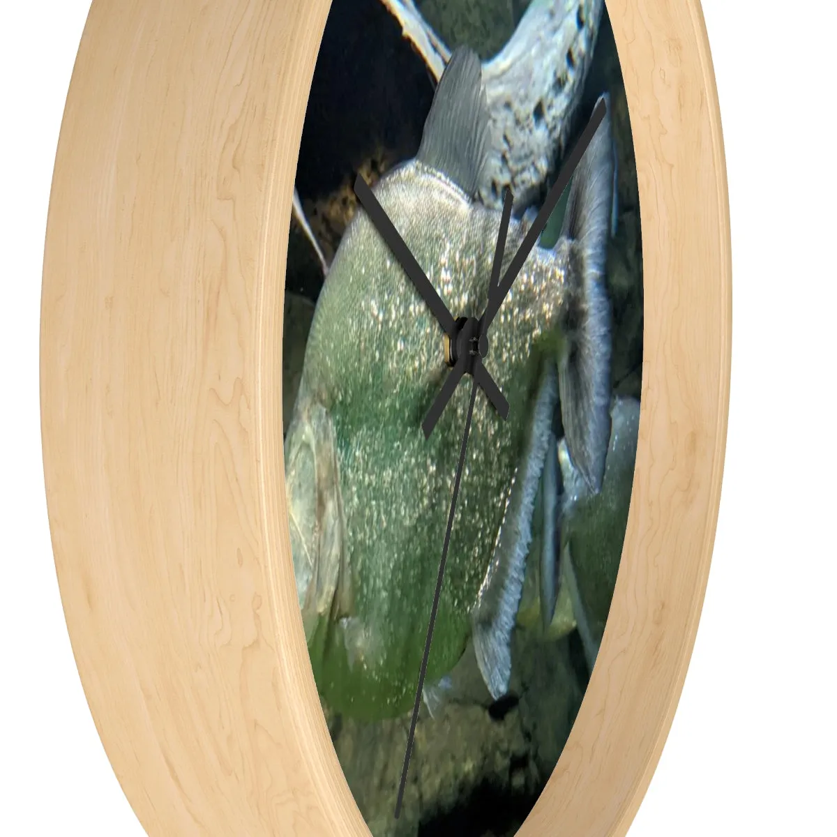 Glitter Green Fish Wall clock