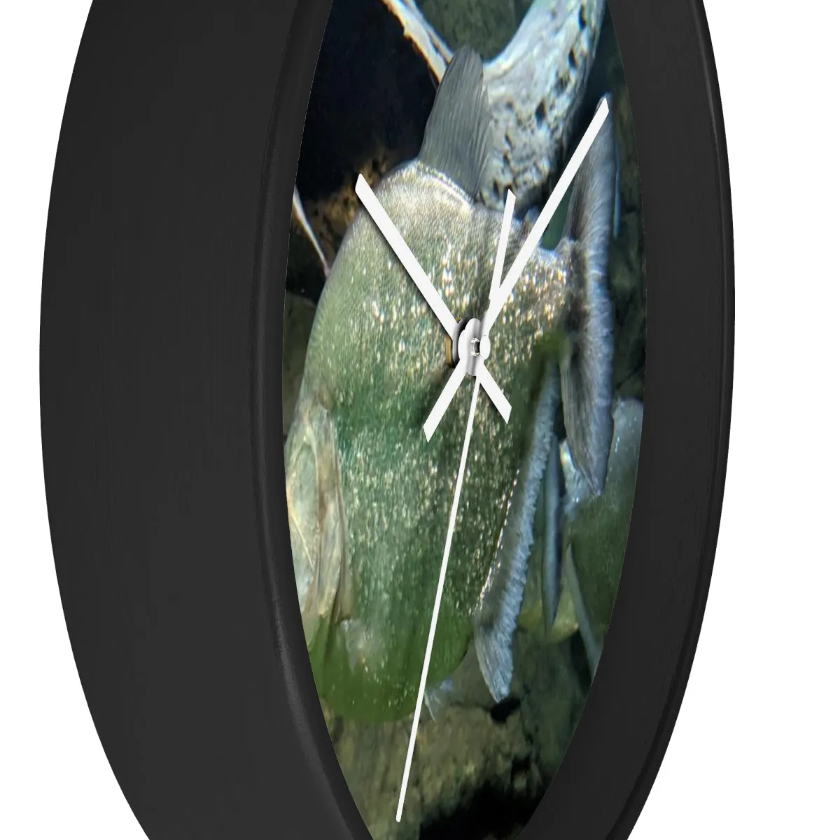 Glitter Green Fish Wall clock