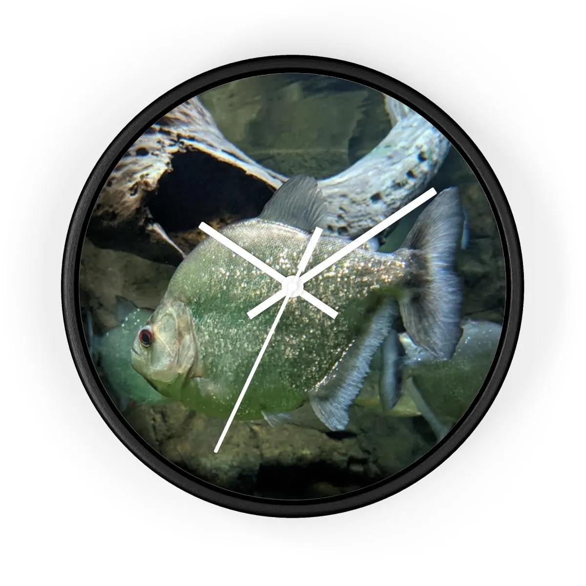 Glitter Green Fish Wall clock