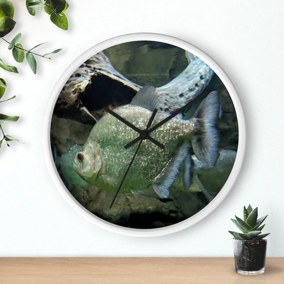 Glitter Green Fish Wall clock