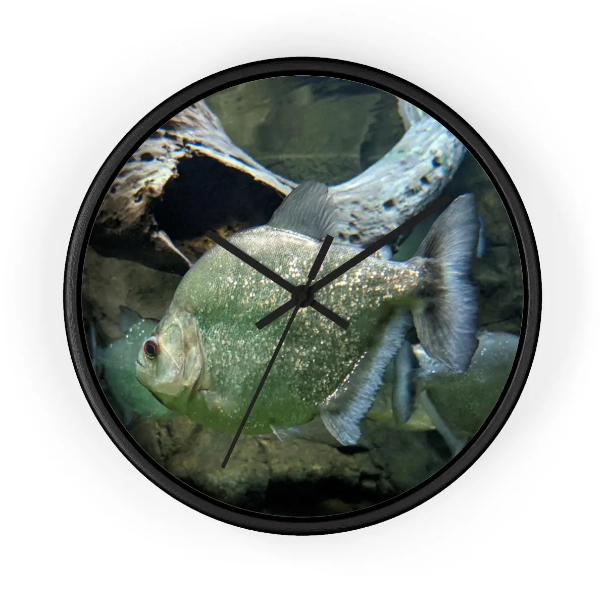 Glitter Green Fish Wall clock