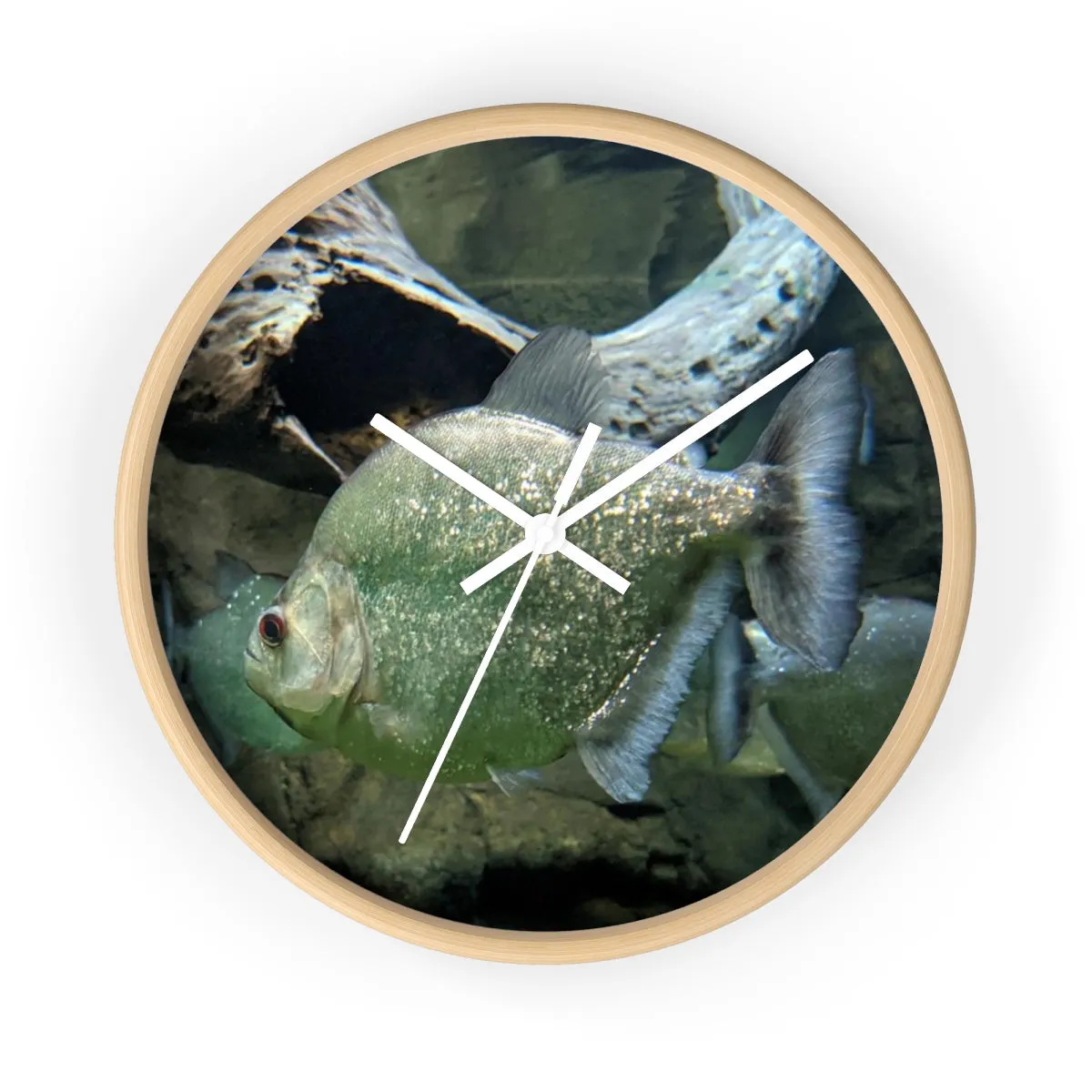Glitter Green Fish Wall clock