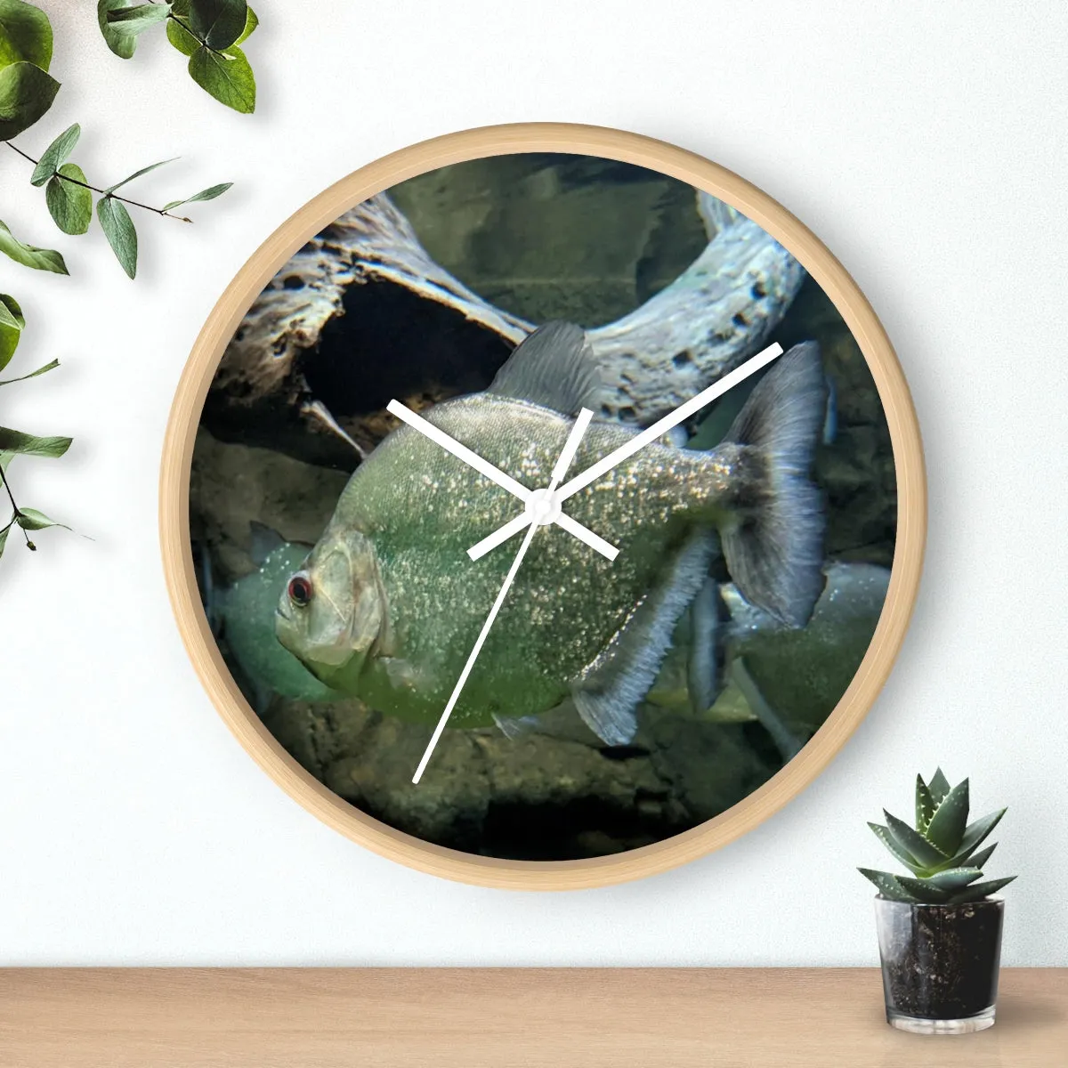 Glitter Green Fish Wall clock
