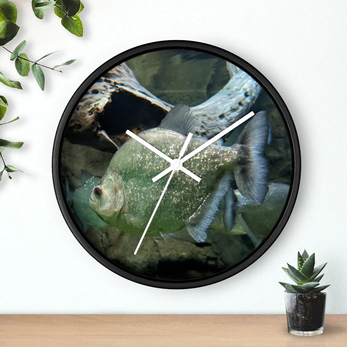 Glitter Green Fish Wall clock