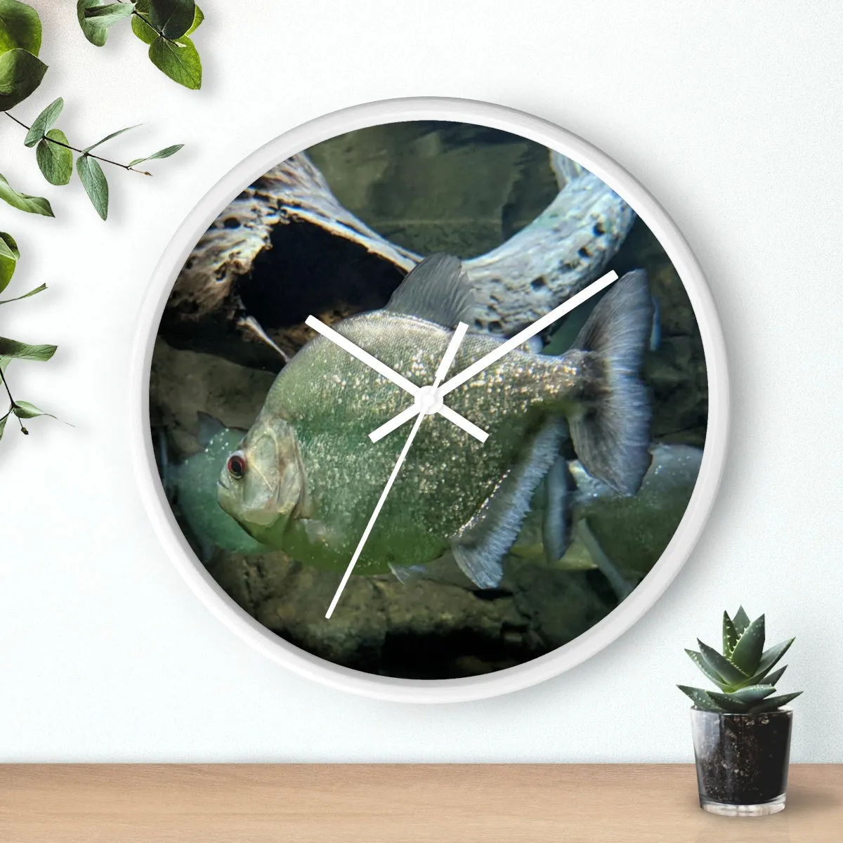 Glitter Green Fish Wall clock