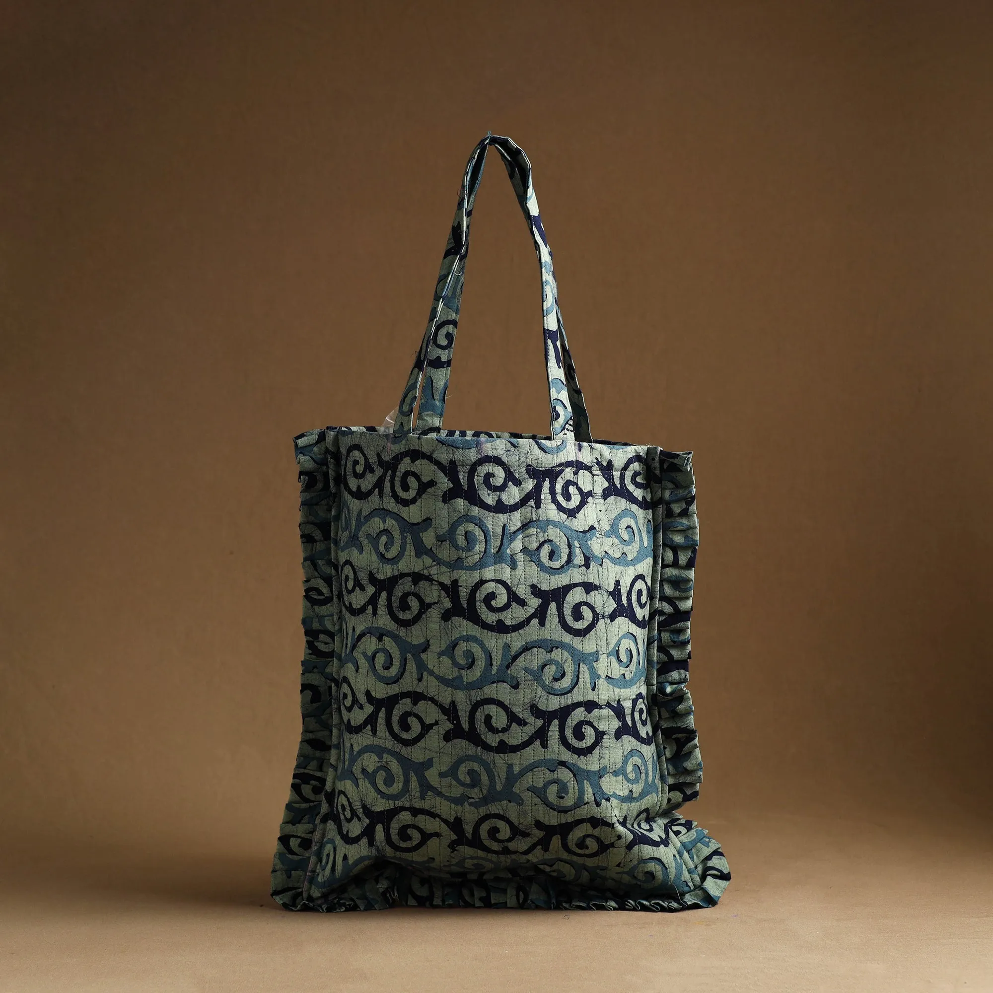 Green - Handcrafted Cotton Frill Jhola Bag 29