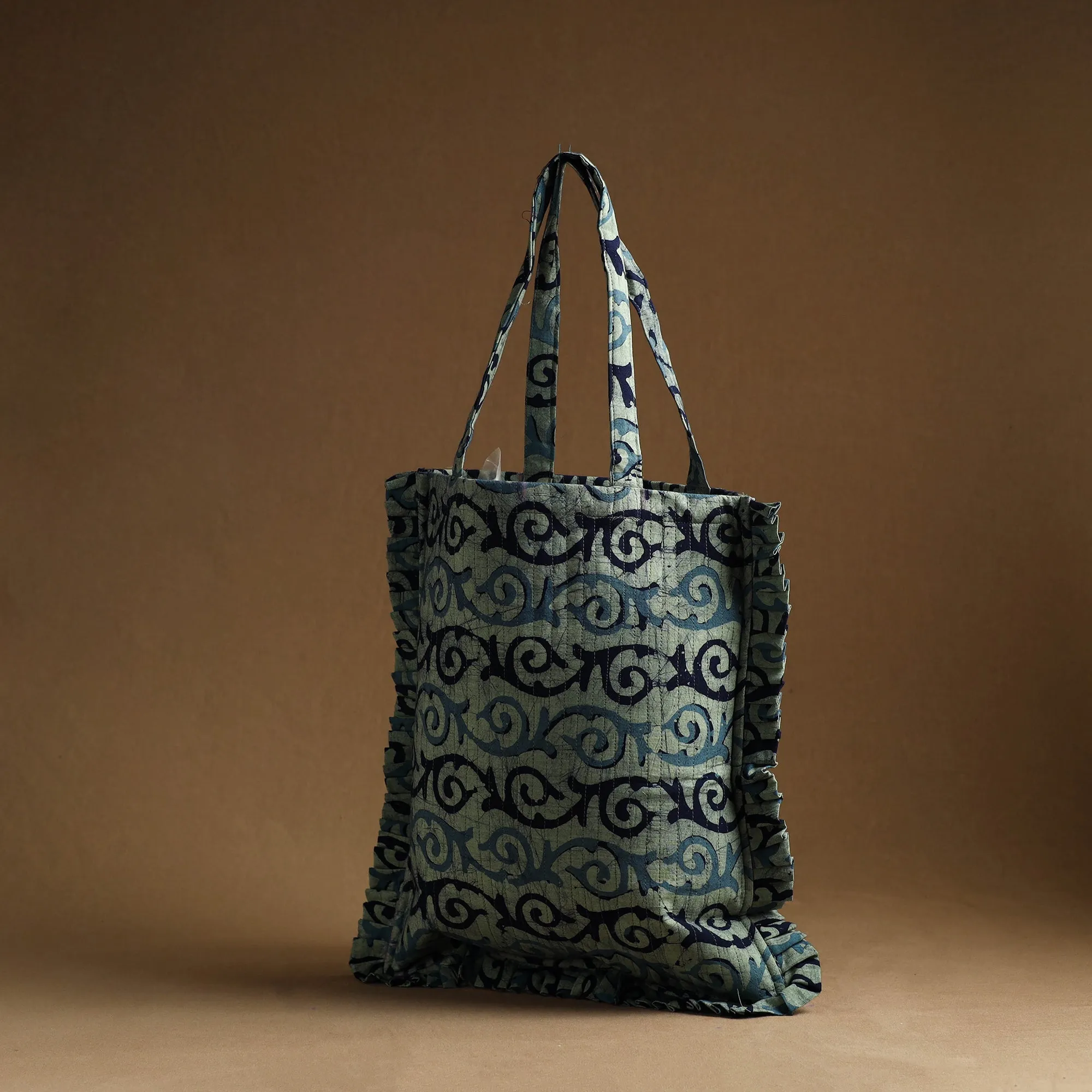Green - Handcrafted Cotton Frill Jhola Bag 29