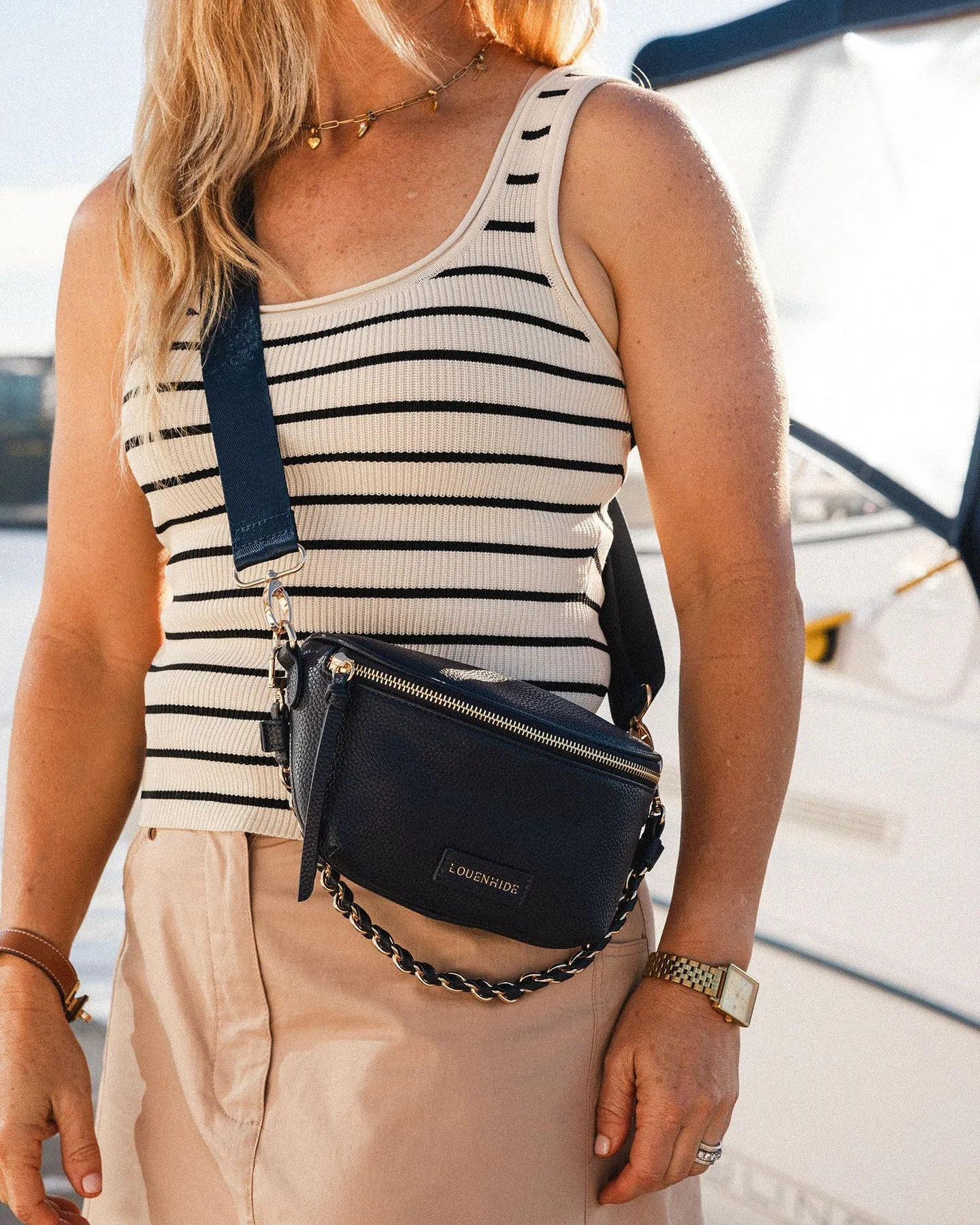Halsey Sling Bag - Navy by Louenhide