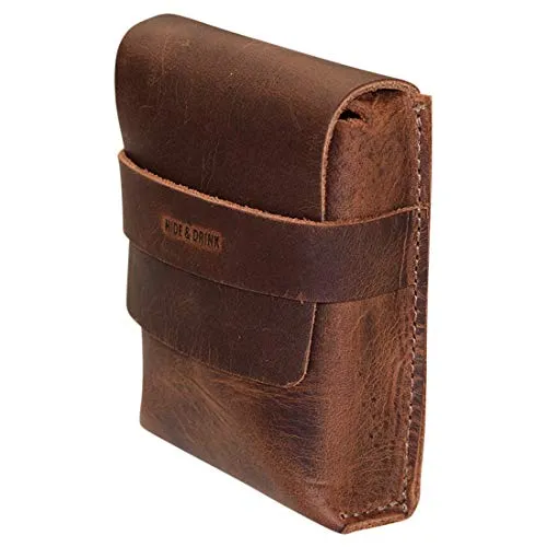 Hide & Drink, Leather Card Organizer Pouch, Holds Up to 12 Cards Plus Folded Bills / Coin Holder / Vintage / Stylish / Accessories, Handmade - Bourbon Brown
