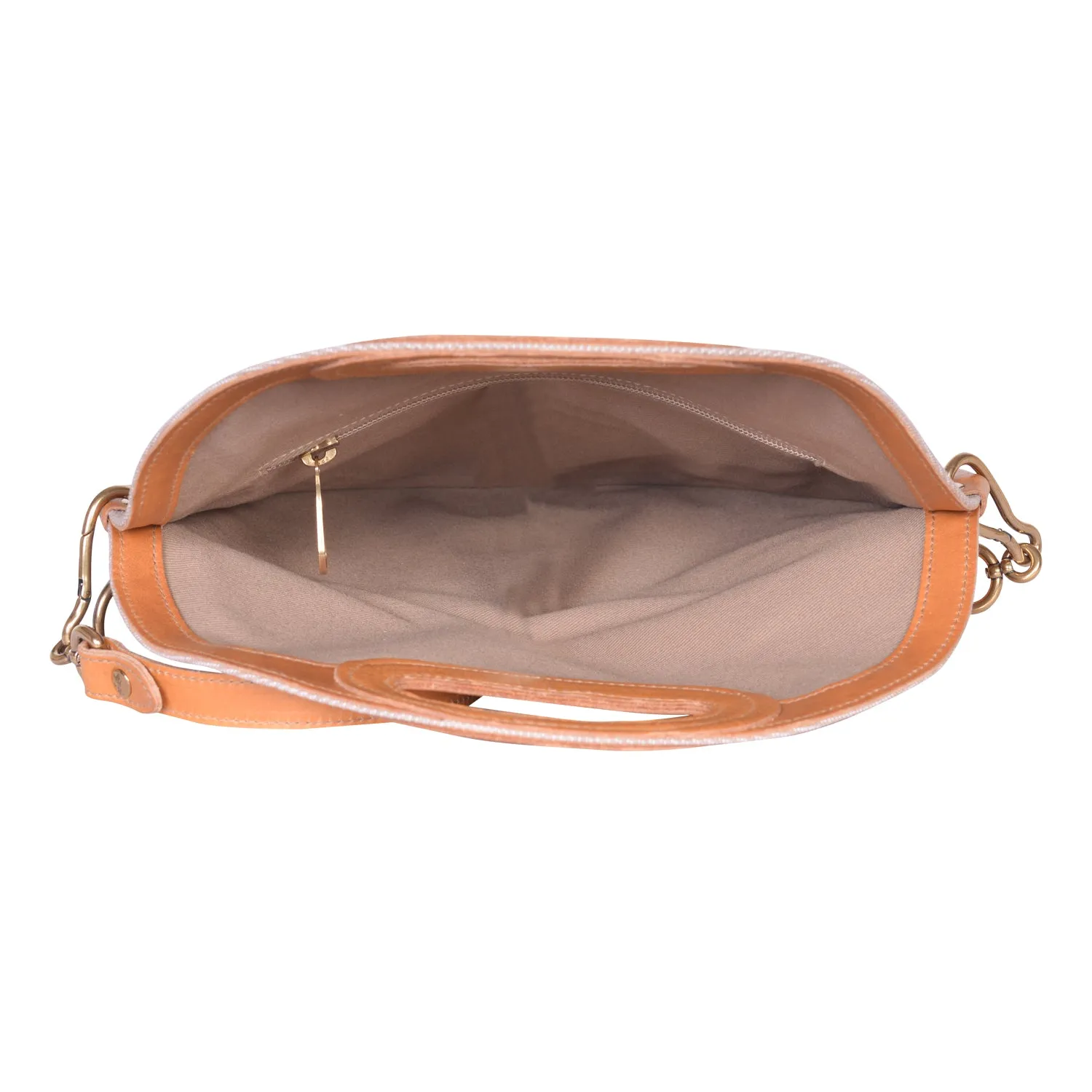 IL BISONTE  CASUAL WOMEN'S CIRCULAR HANDBAG IN NATURAL TECHNICAL FABRIC