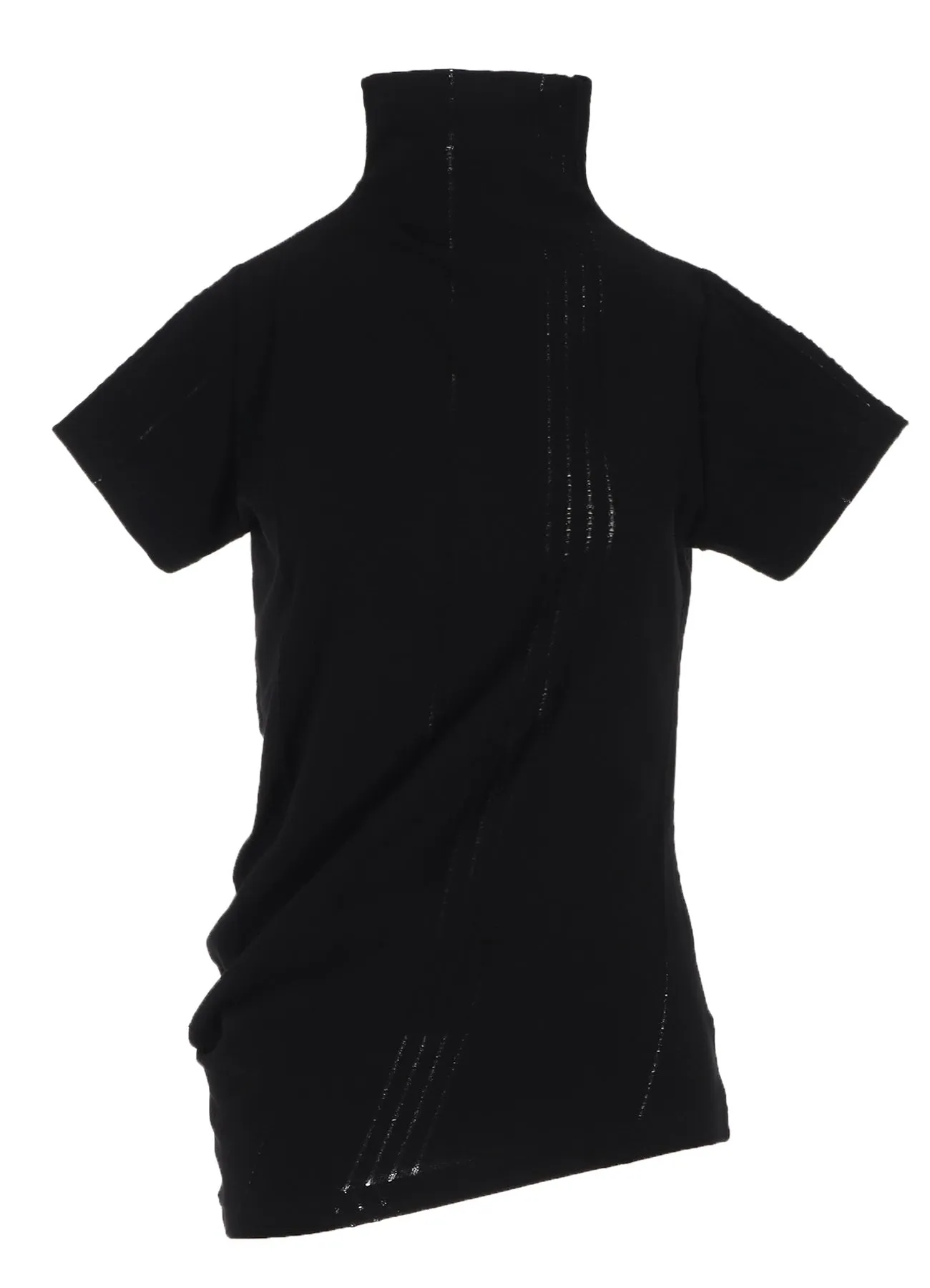 JACQUARD JERSEY HIGH NECK CRUNCHED SIDE T