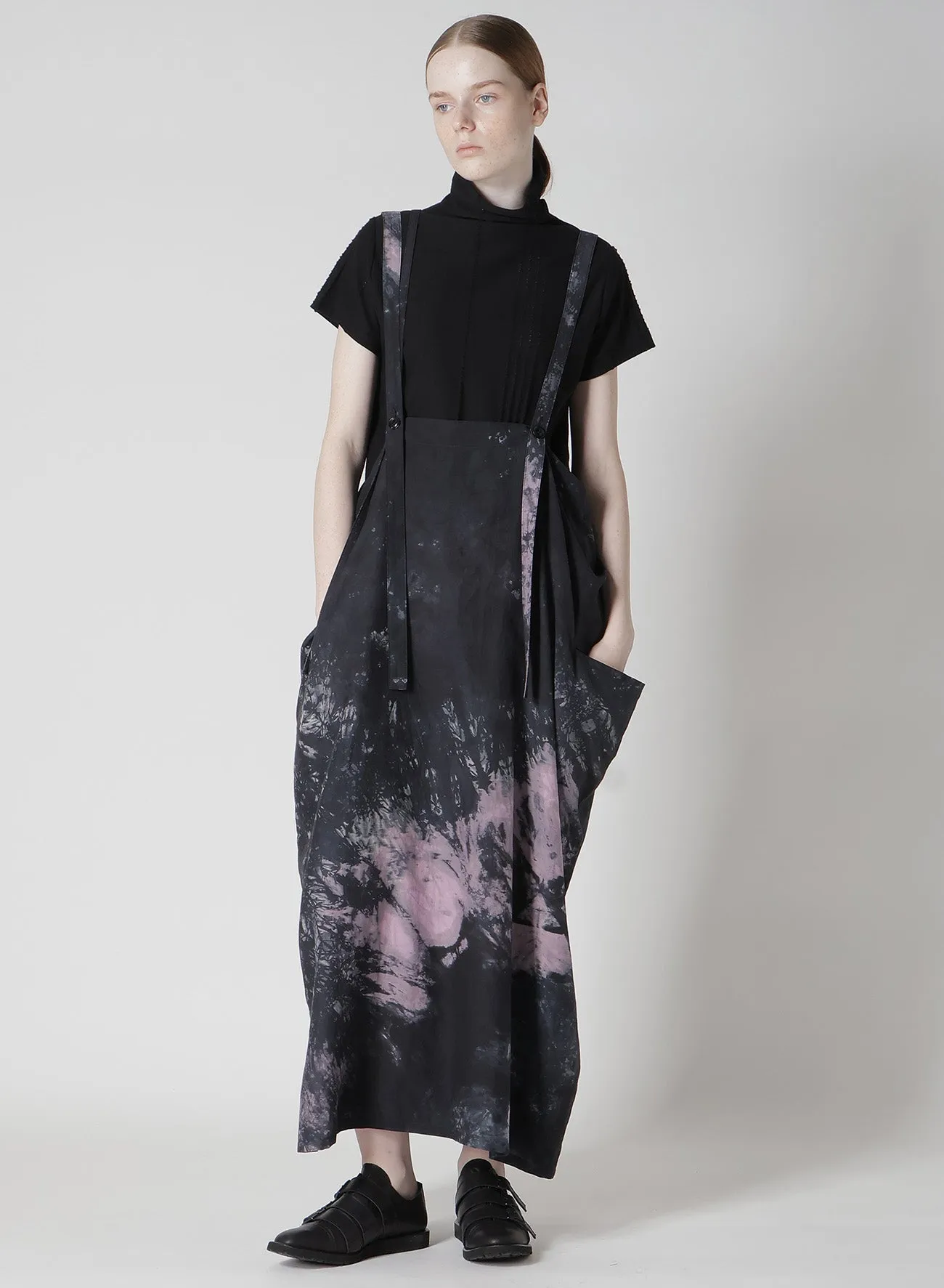 JACQUARD JERSEY HIGH NECK CRUNCHED SIDE T