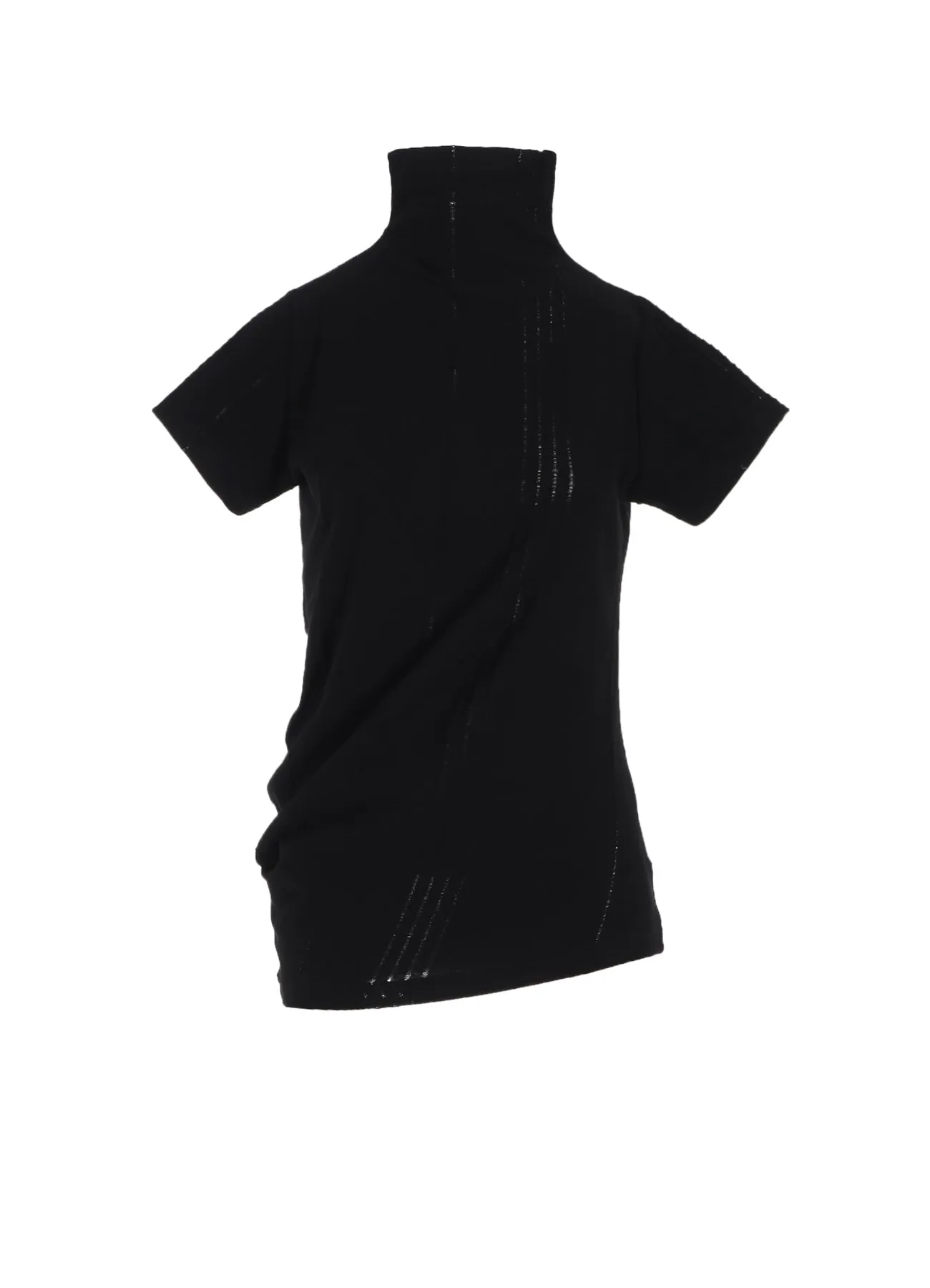 JACQUARD JERSEY HIGH NECK CRUNCHED SIDE T