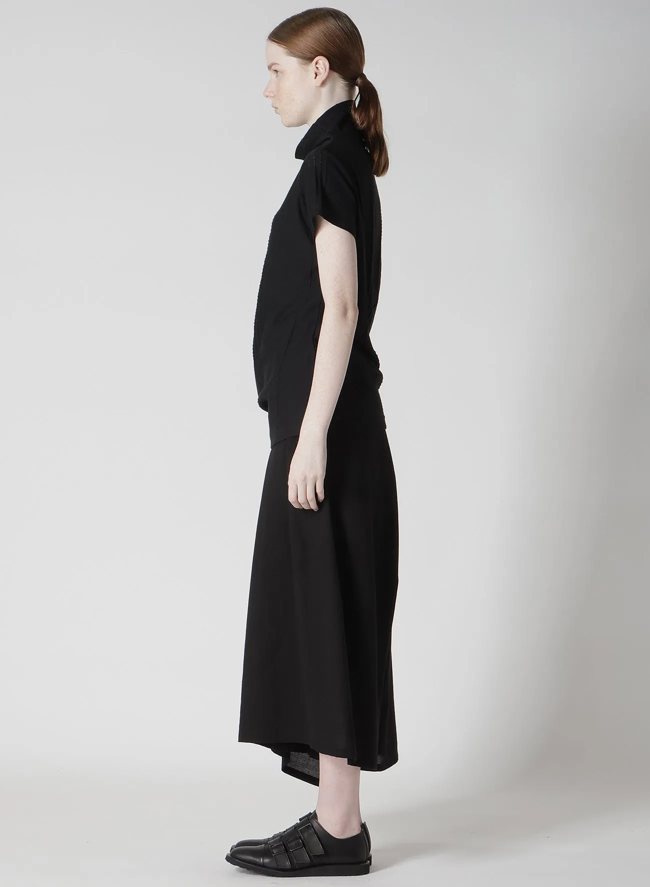 JACQUARD JERSEY HIGH NECK CRUNCHED SIDE T