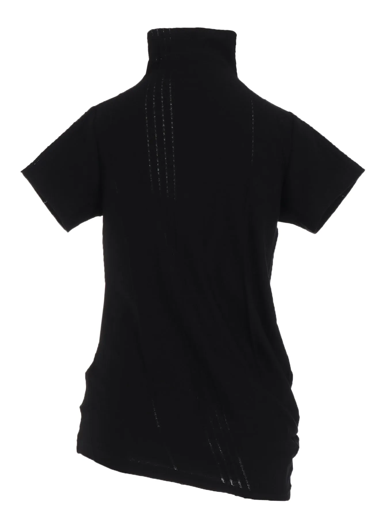 JACQUARD JERSEY HIGH NECK CRUNCHED SIDE T