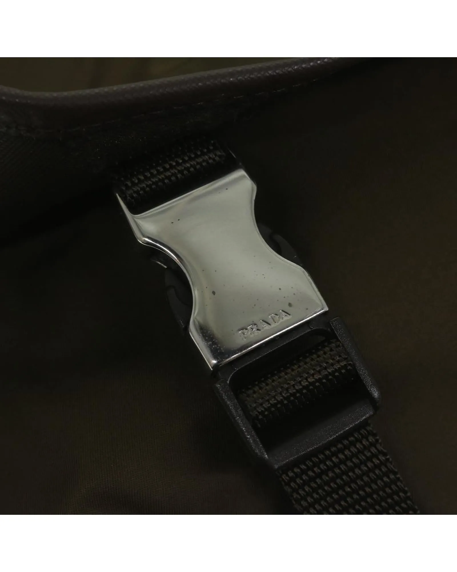 Khaki Nylon Shoulder Bag with Adjustable Strap and Dust Bag