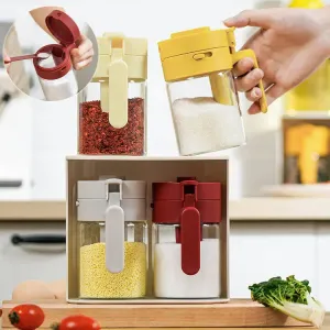 Kitchen Multi-Functional Seasoning Jars With Lids And Spoons