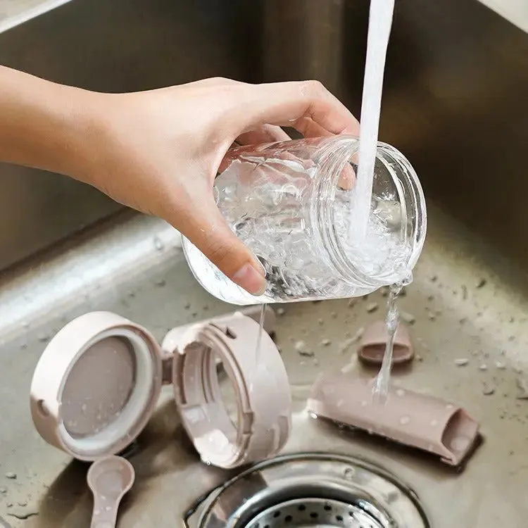 Kitchen Multi-Functional Seasoning Jars With Lids And Spoons